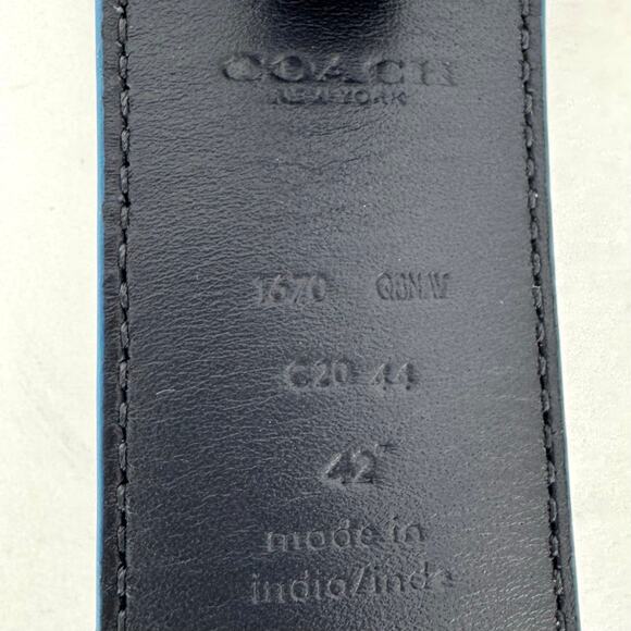 Coach Harness Buckle Cut To Size Reversible Belt Check Geo Print Men's 42” - Picture 13 of 13